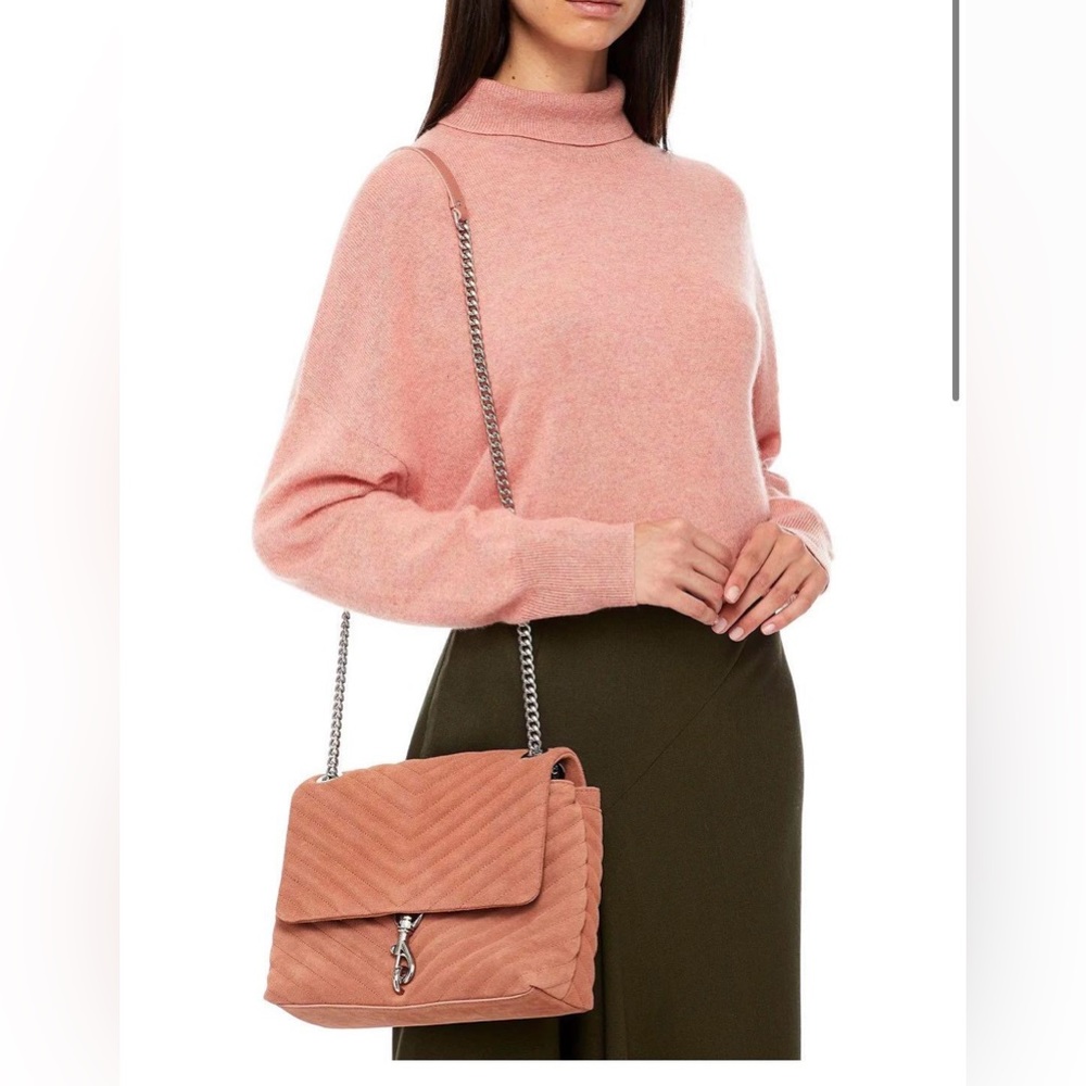 Rebecca Minkoff Edie Flap Quilted Suede Bag Desert Rose NWT